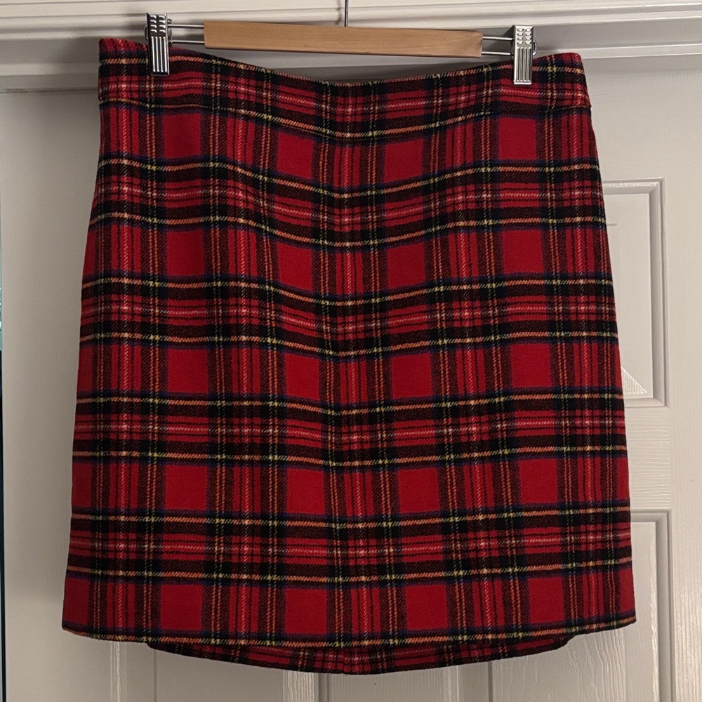 J. Crew Red and Black Plaid Skirt